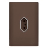 Conjunto Tomada Vertical 20A  - Novara Especiais Marrom Fosco